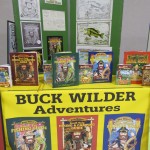 A display of Buck Wilder's books at the assembly